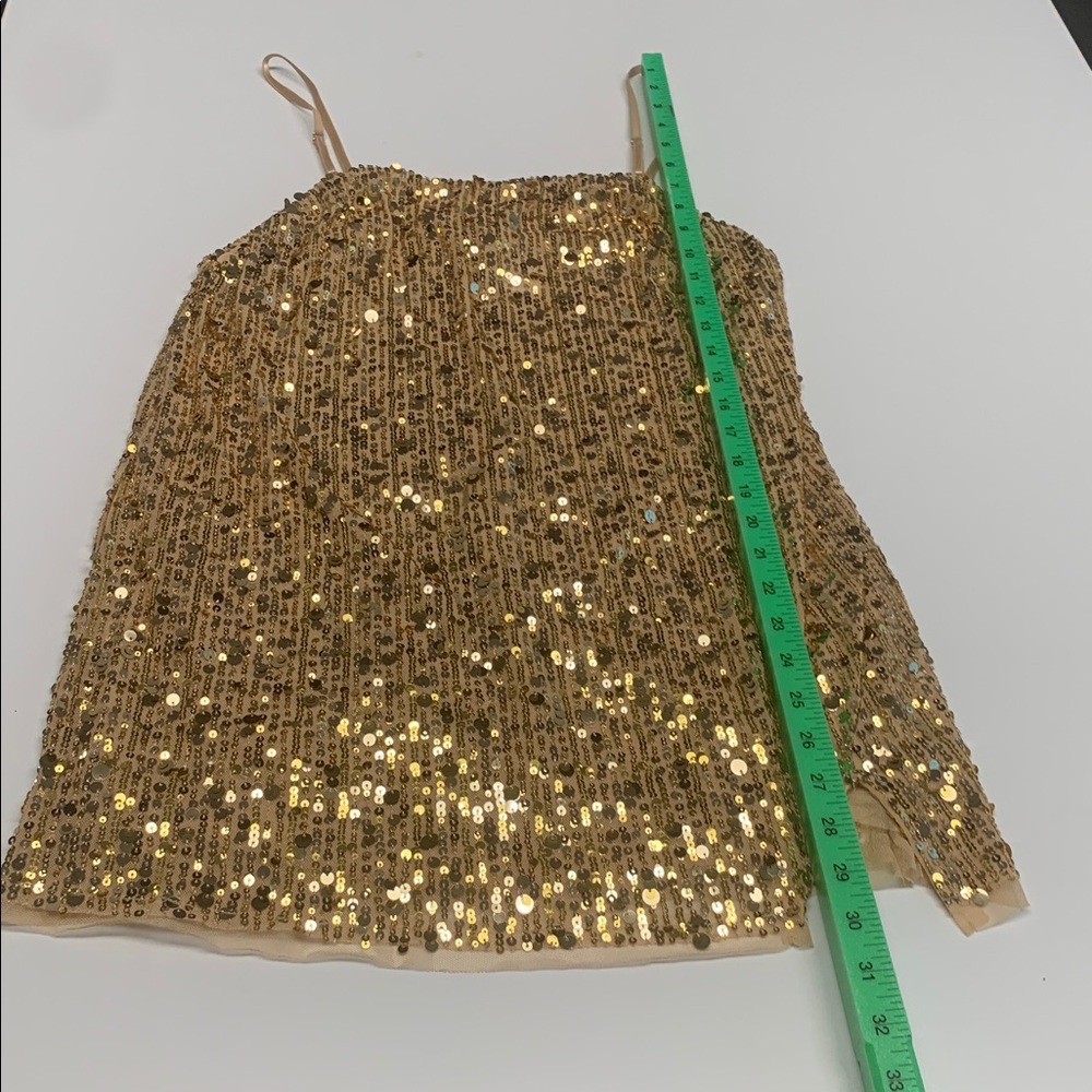 NWOT Free People Midnight Kiss mini slip dress gold sequins size Medium - Picture 5 of 12